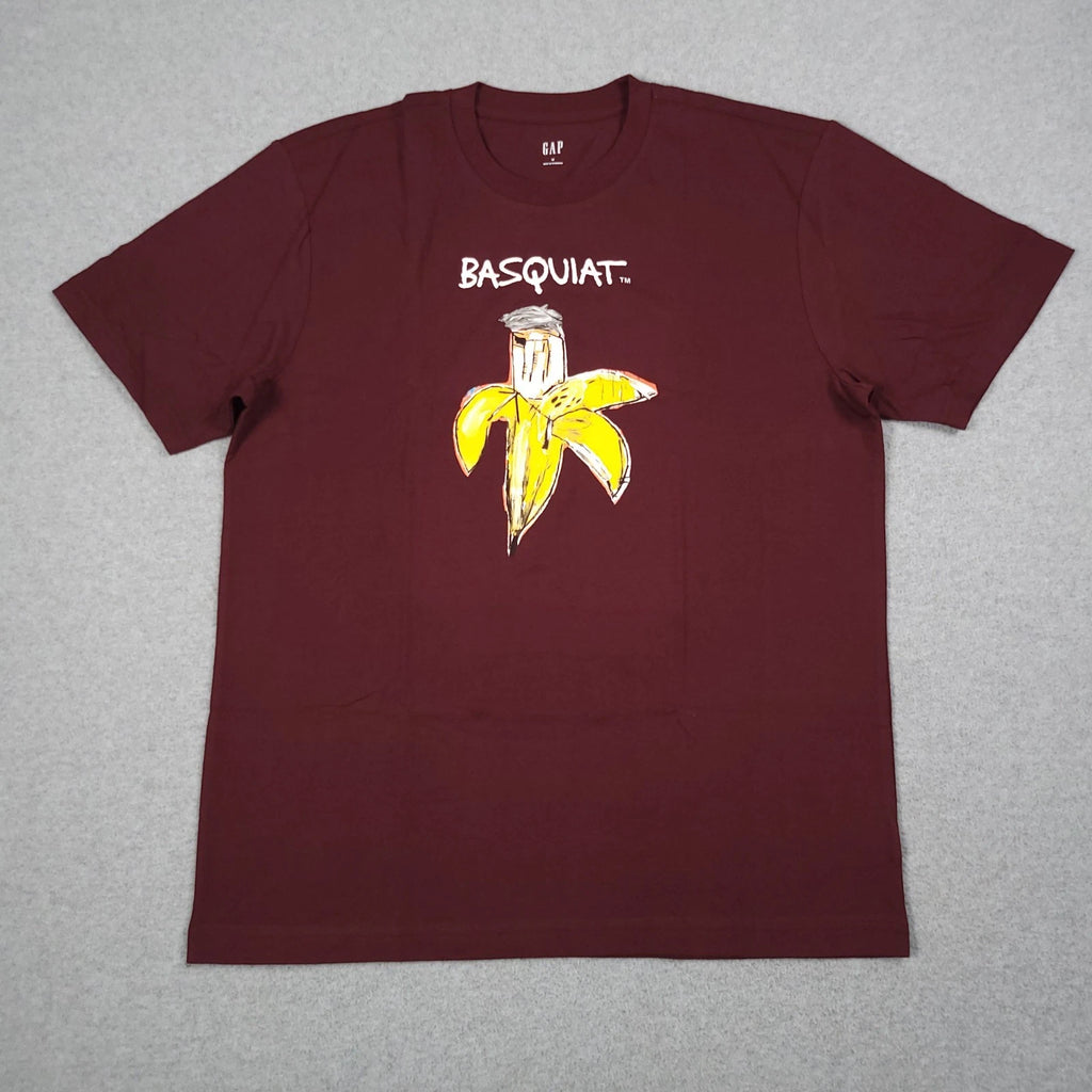 Jean Michel Basquiat Shirt Men Medium Maroon Gap Banana Andy Warhol 80s Pop Art