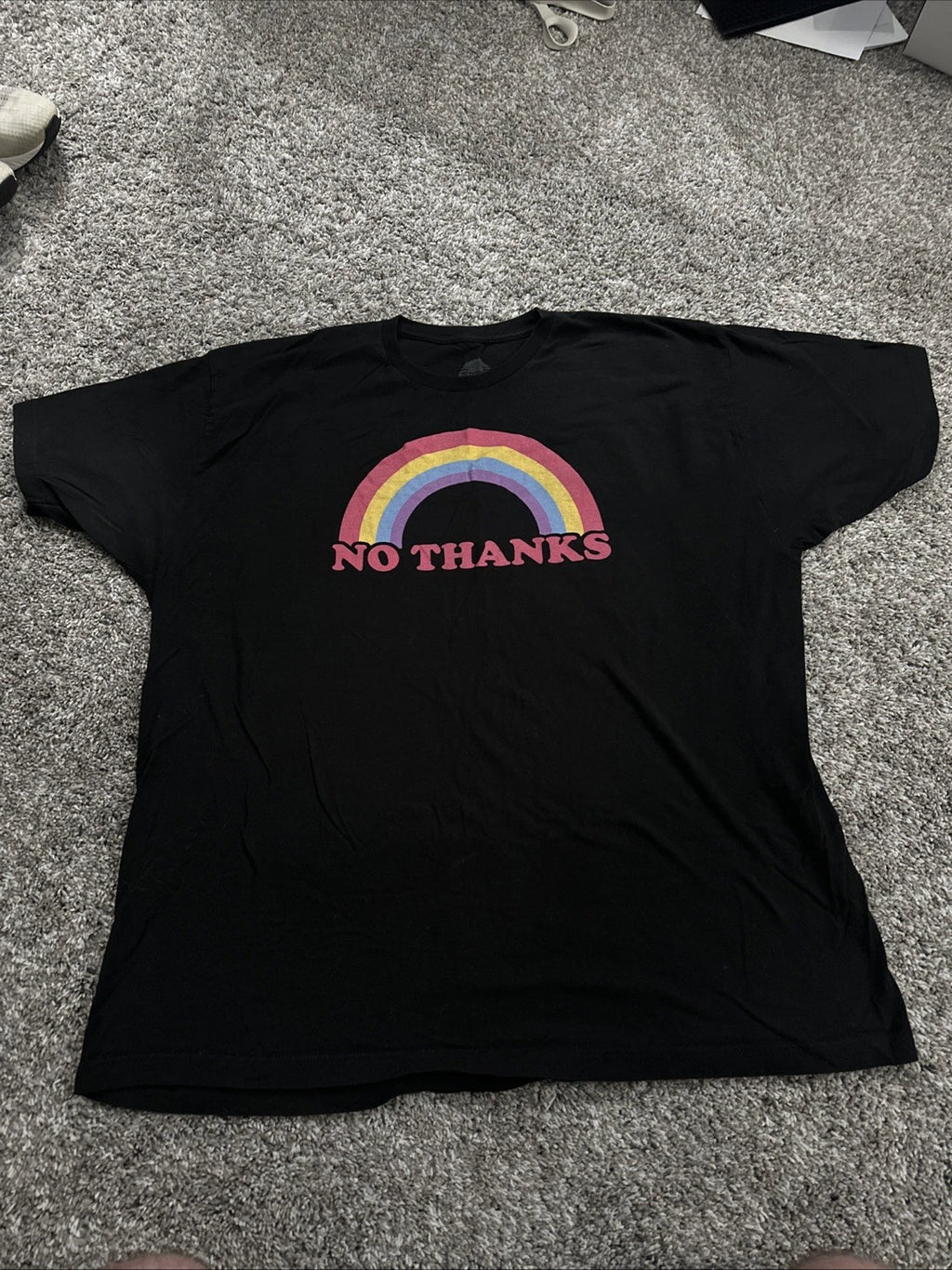 No Thanks Tshirt Shirt Sleeve Funny Social Introvert No Thanks Black Rainbow XXL
