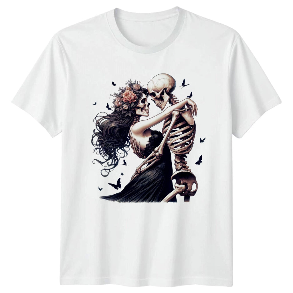 Gothic Skeleton Couple Dancing T-Shirt, Skull Romance Tee