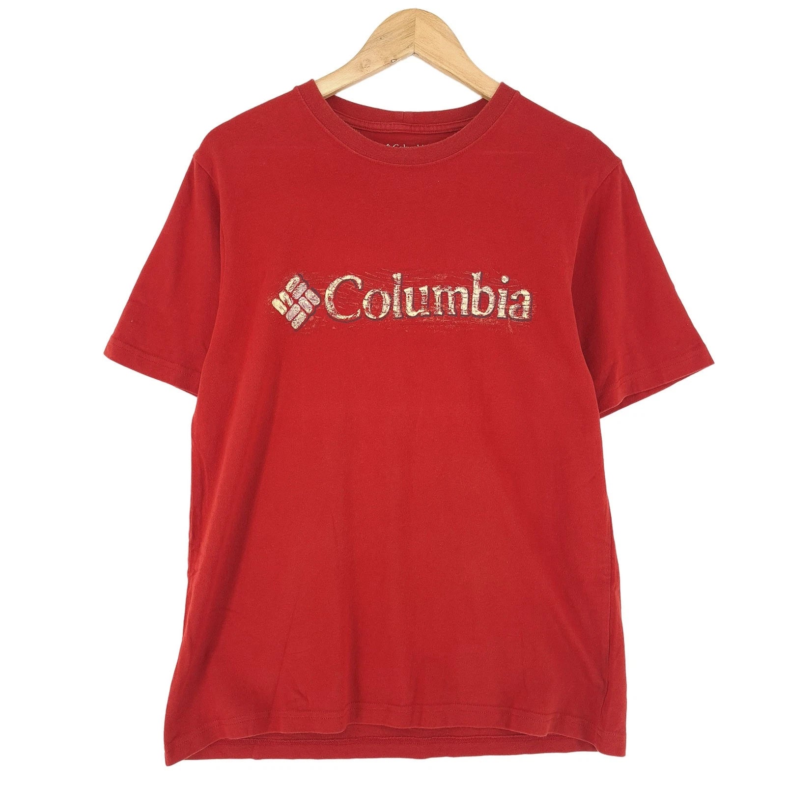 Columbia Mens T-Shirt Red Graphic Cotton Casual Tee Top Crew Neck Hl5 Size S