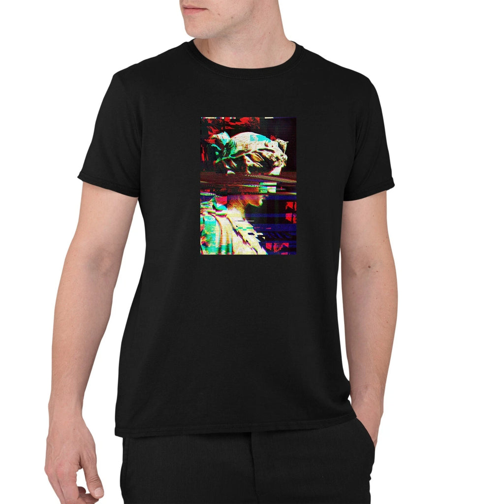 Greek Statue Glitch Art Aesthetics Vaporwave Men's Printed Cotton T-shirt Top