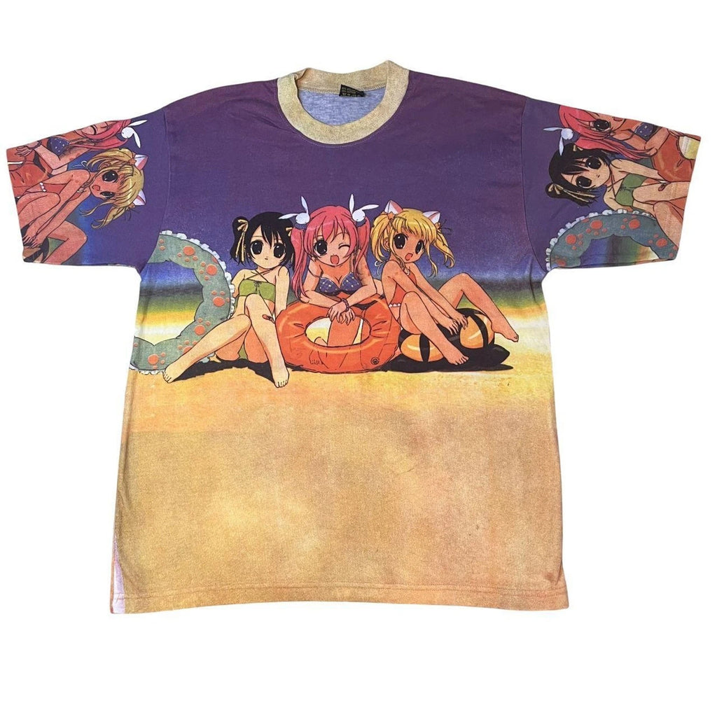 VINTAGE Y2K 2000S 90S BOOM ANIME ALL OVER PRINT SHIRT MENS UNISEX LARGE
