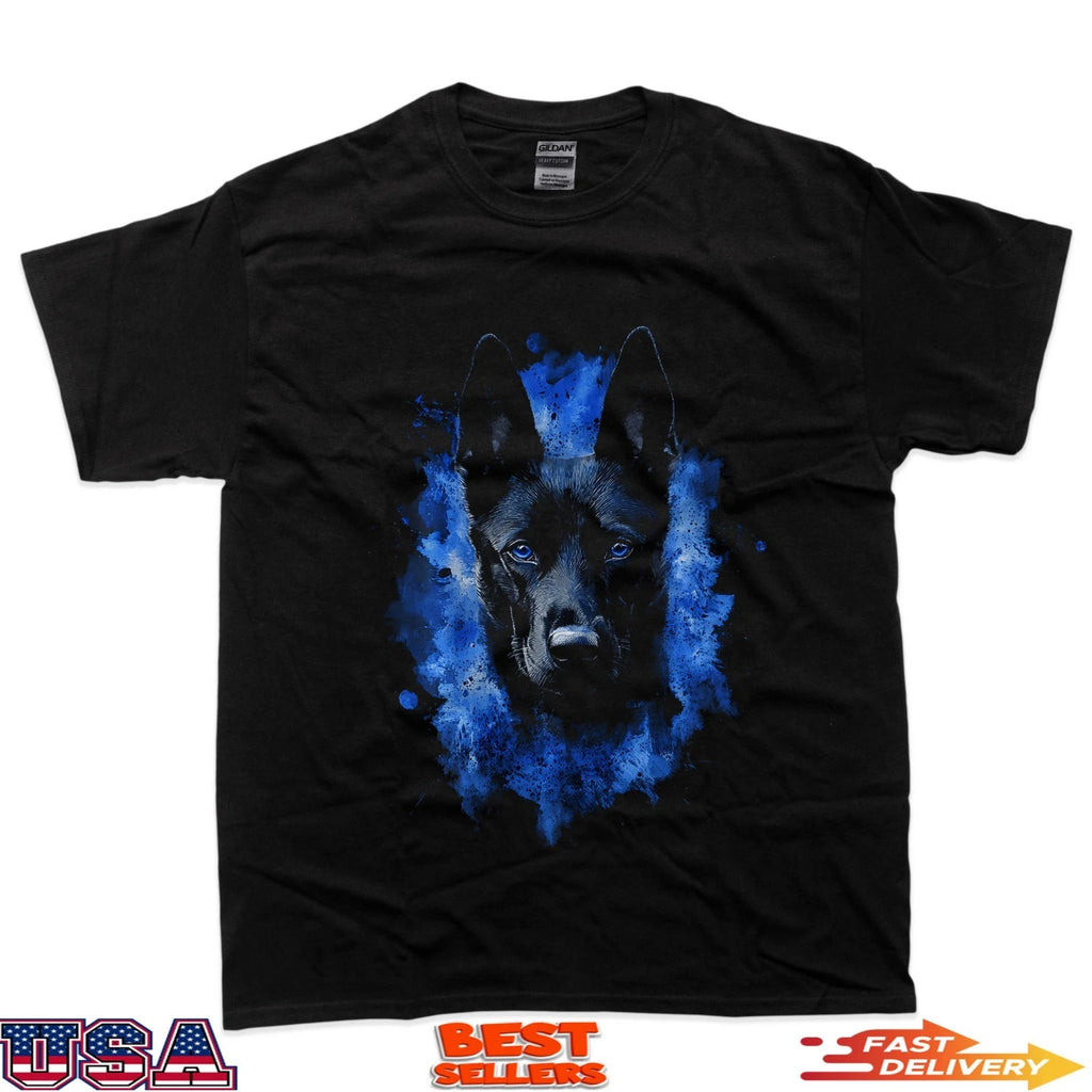 Belgian Malinois Dog Graphic Pet Blue Eyes Belgian Malinois Black T-Shirt