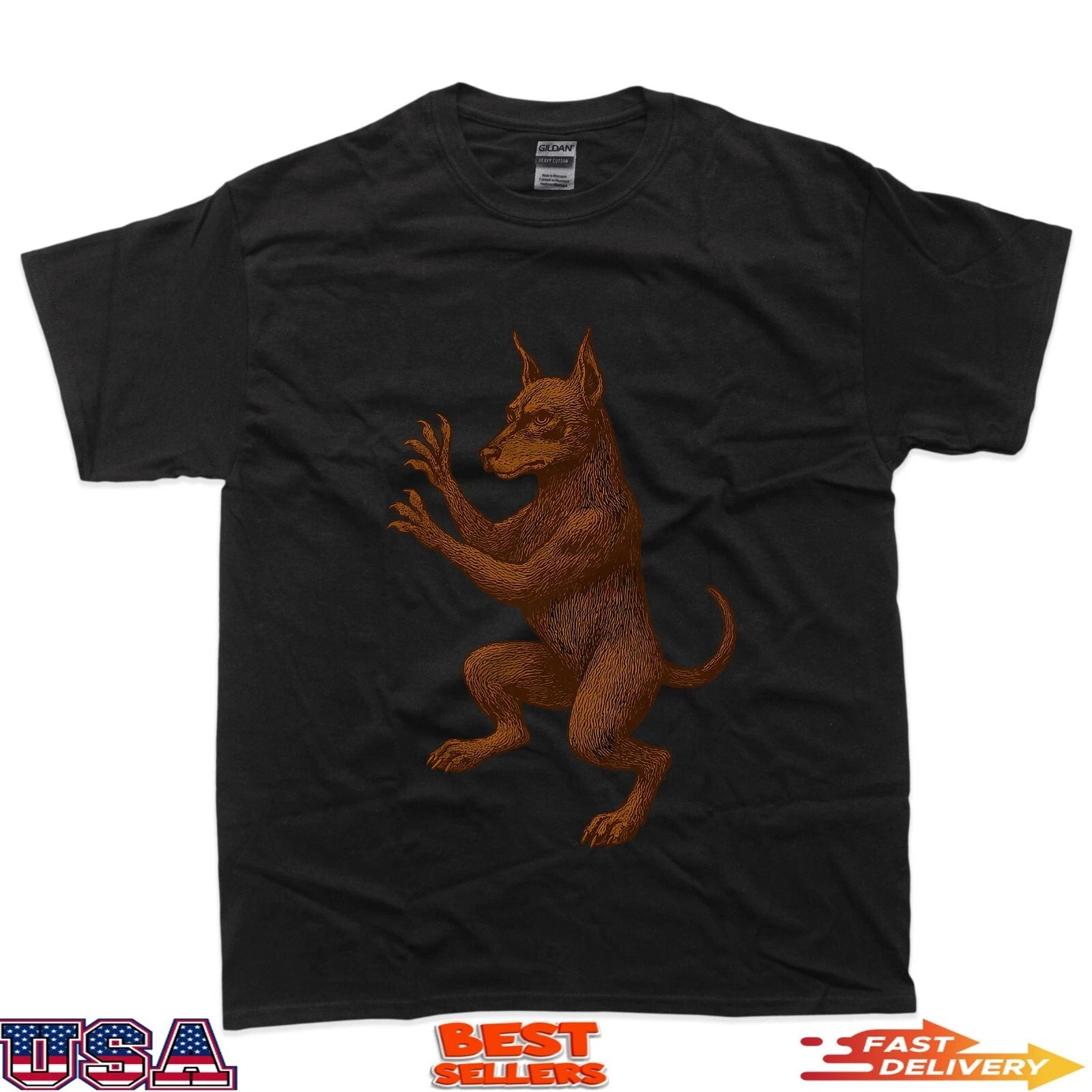 Doberman Crest Renaissance Fantasy Heraldic Medieval Dog T-Shirt