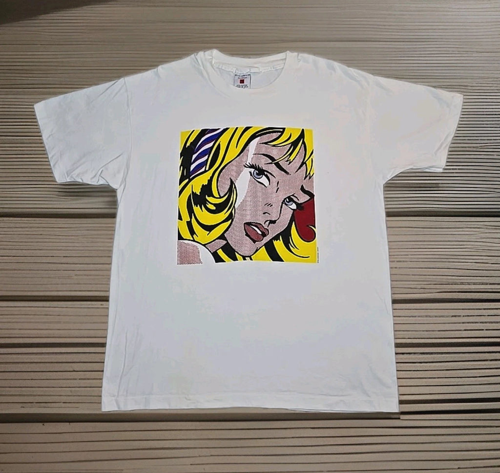 Vintage 90s Roy Lichtenstein Girl With Hair Ribbon Pop Art T shirt RARE XL