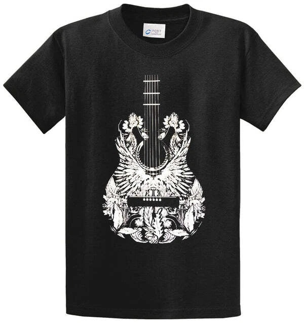 WHITE LEAF GUITAR Cotton Printed Tee Shirt Regular and Big and Tall Sizes