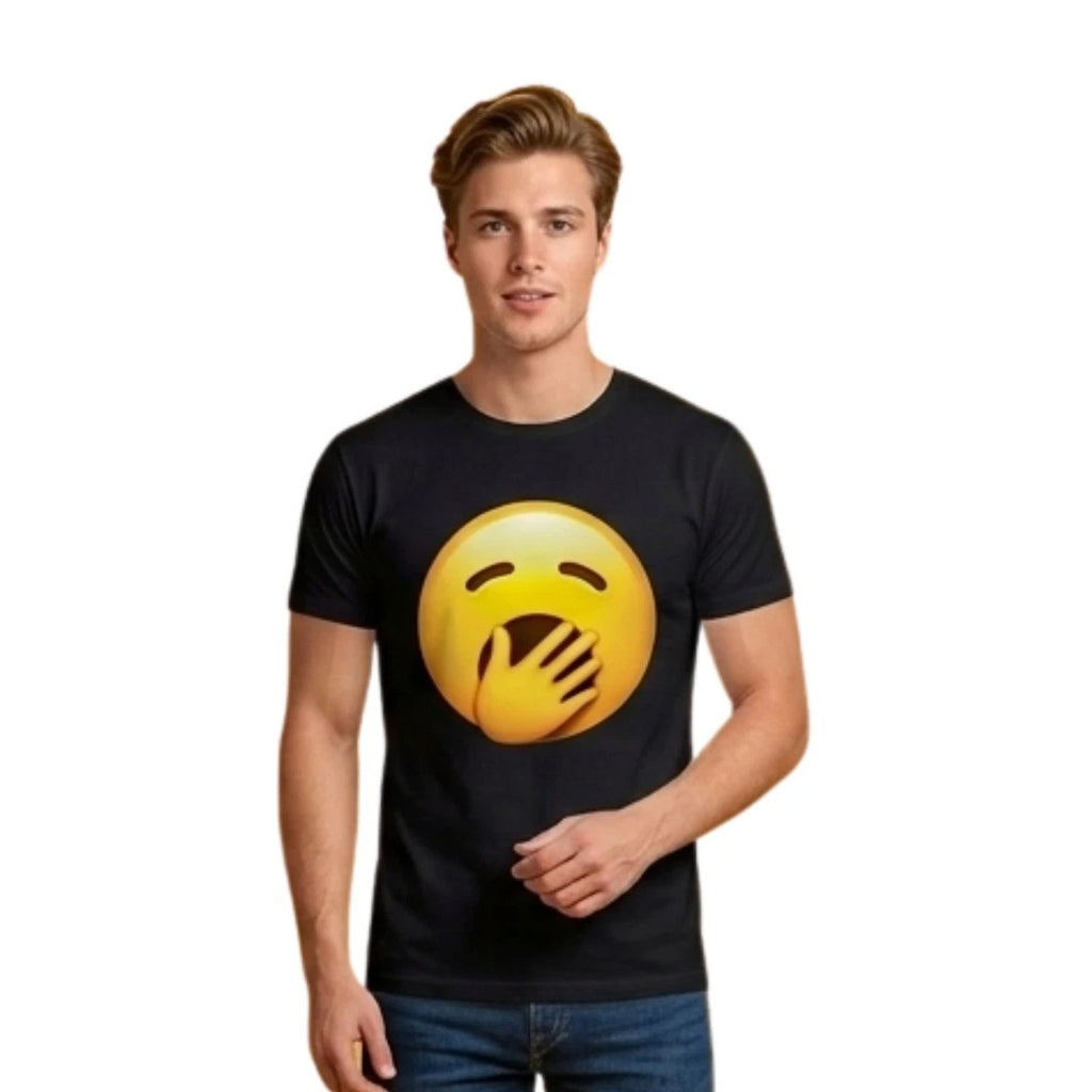 Funny Emoji T-Shirt | Yawning Face Graphic Print Tee | Trendy Streetwear Apparel
