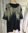 New Men Women Luxury Diamond Rhinestones Fashion T-Shirt High Quality Plus Size