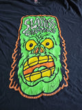 Slapass Creations Monster Face T-Shirt AOP Y2K Sz M Black Distressed Faded