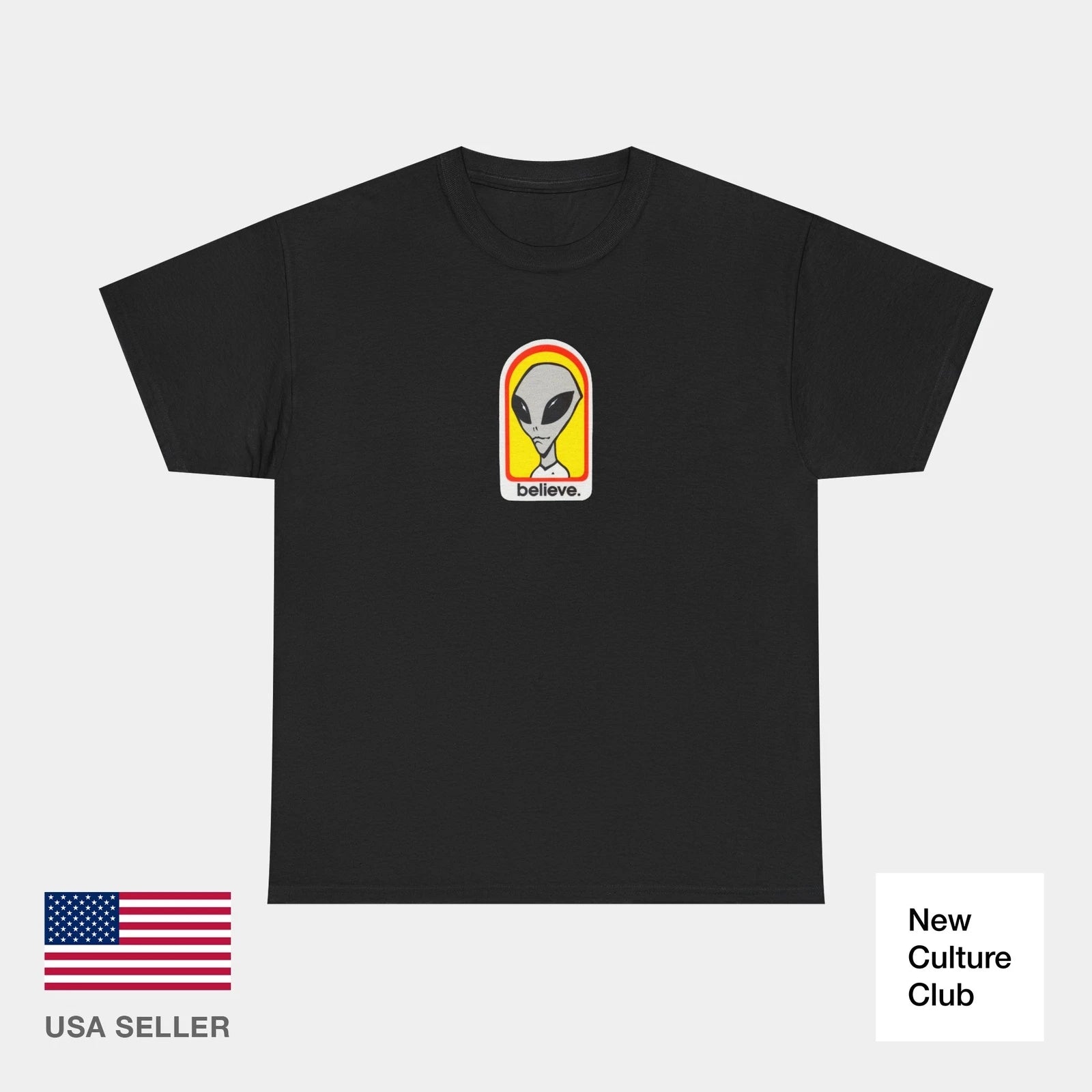 Believe Alien Workshop Skateboard 90s 00s Vintage Classic T Shirt Design Print
