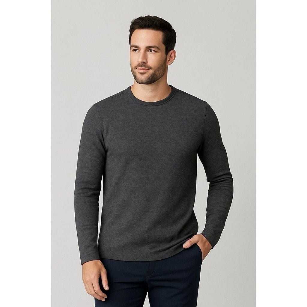 Travis Mathew Cloud Waffle Shirt Men S Charcoal Heather Long Sleeve Golf NWT
