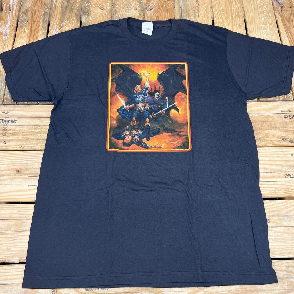 Vintage Y2K New Old Dungeons & Dragons Jeff Easley Black Graphic T-Shirt Men's