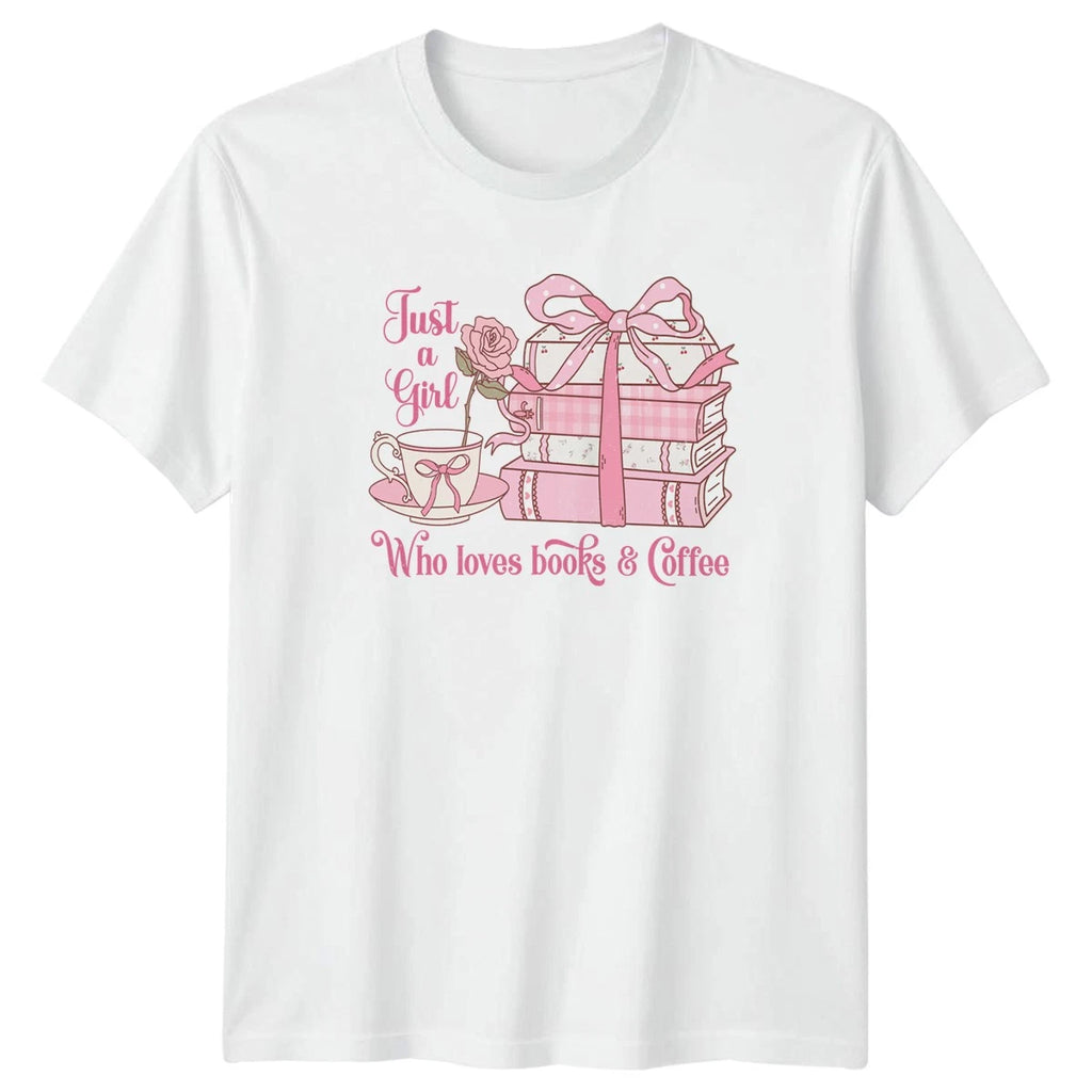 Just A Girl Who Loves Books Womens T-Shirt Book Lover Reading Christmas Gift