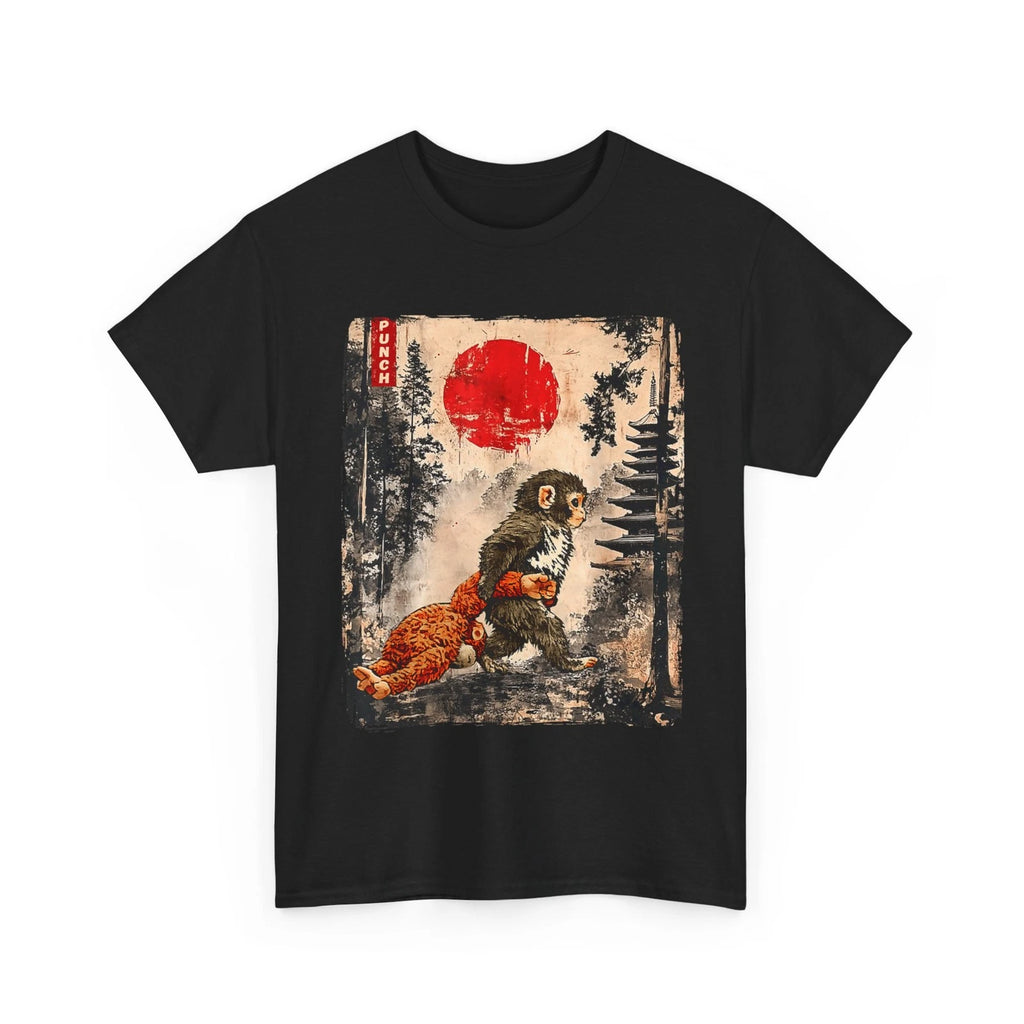 Kawaii Baby Monkey Punch Cute Japanese Ukiyo-e Graphic T-Shirt