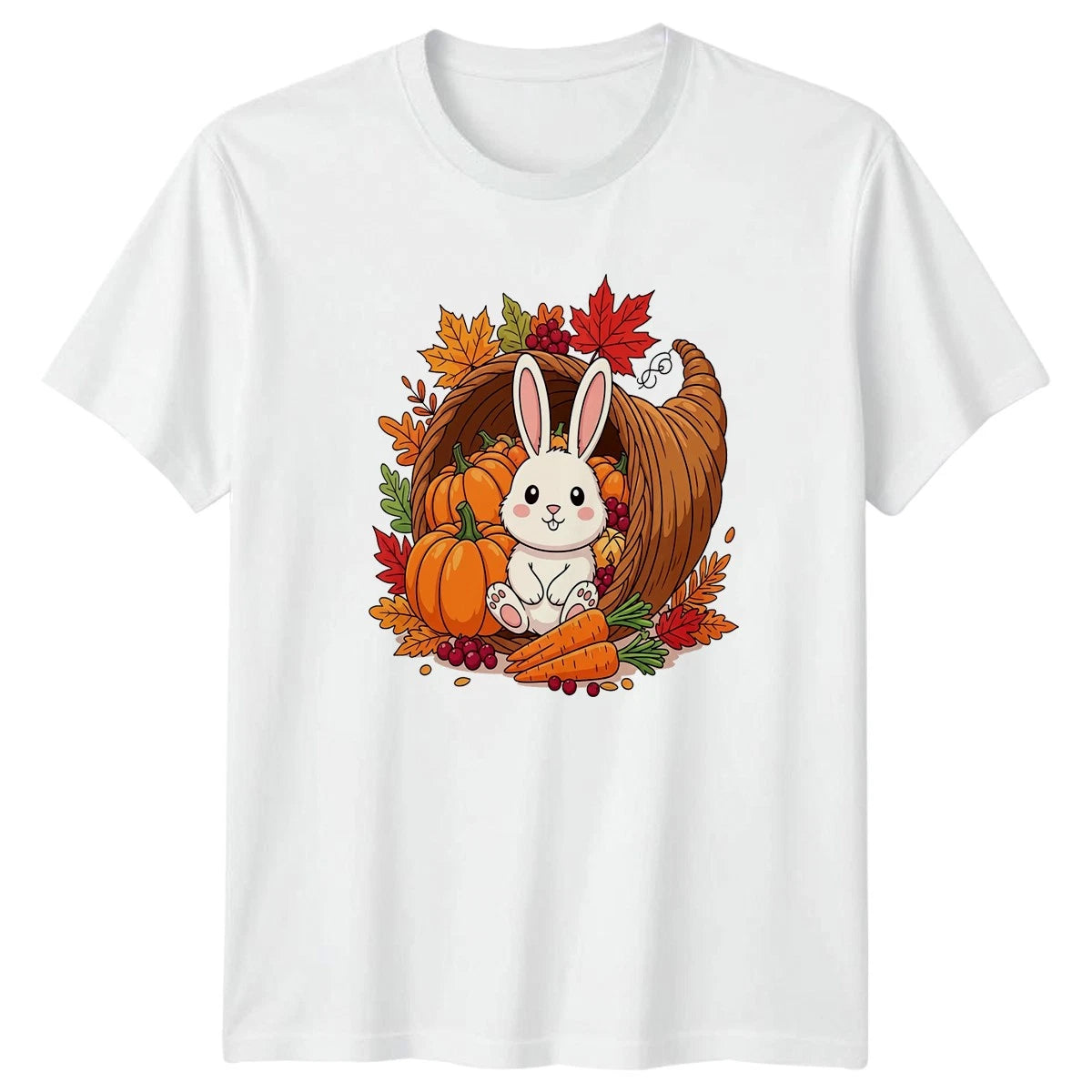 Cute Bunny Harvest Fall Thanksgiving T-Shirt Autumn Holiday Gift For Him And Her