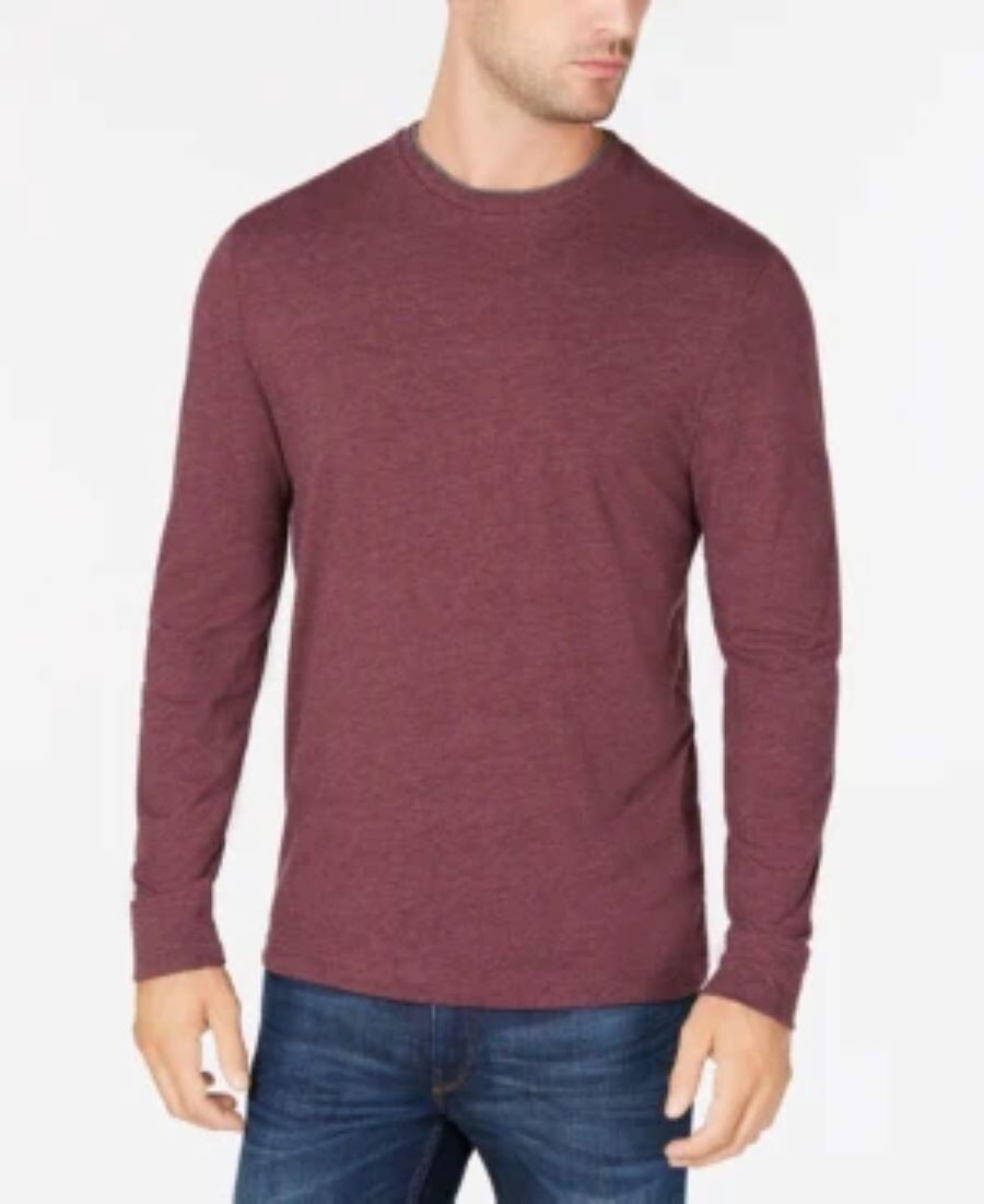 CLUB ROOM Red Plum Crewneck Shirt Doubler  Cotton Lightweight Regular Fit 2XL