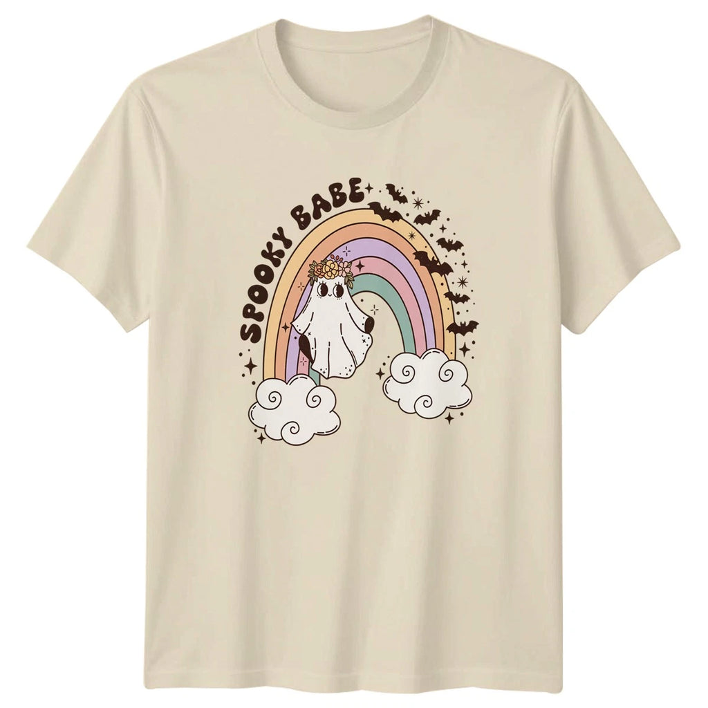 Spooky Babe Womens T-Shirt Cute Ghost Halloween Halloween Gift For Her