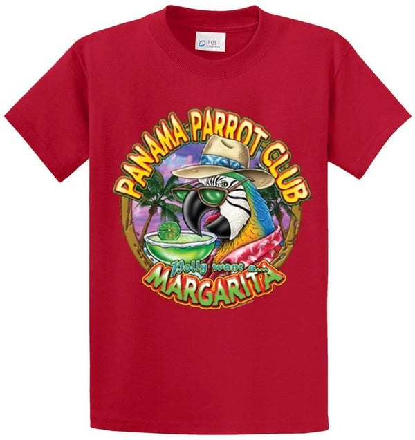 Panama Parrot Club Cotton Printed Tee Shirt Regular and Big and Tall Sizes