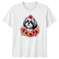 Adorable Shih Tzu Dog Portrait Womens T-Shirt Floral Shih Tzu Dogs Birthday Gift