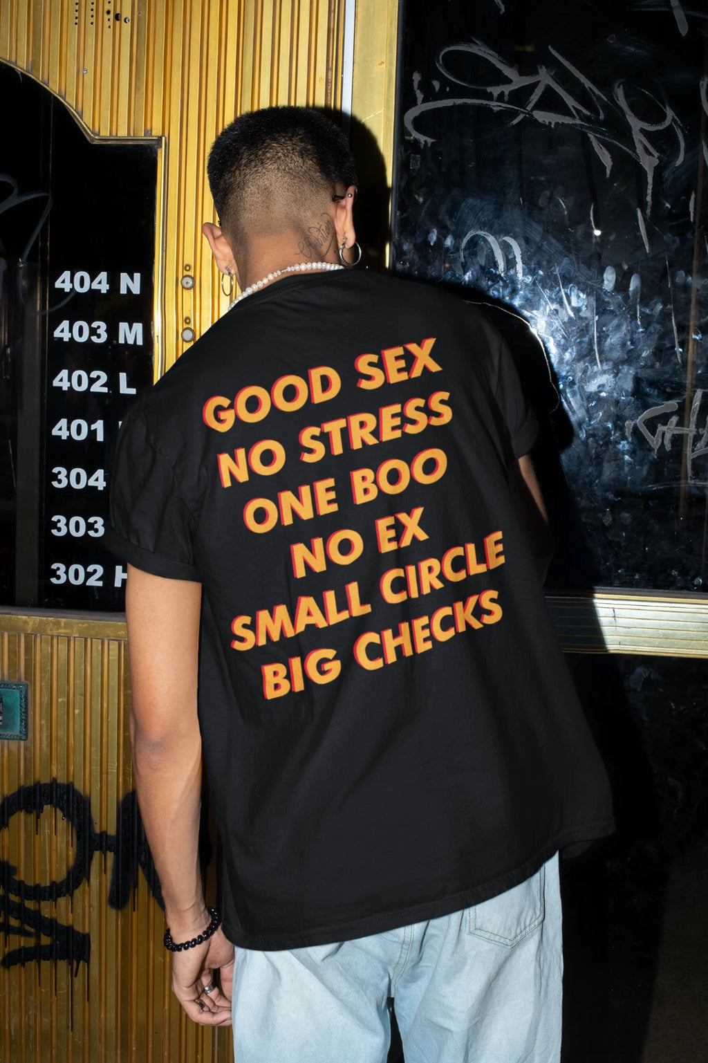 Good Sex No Stress One Boo No Ex Small Circle Big Checks T shirt - Aesthetic