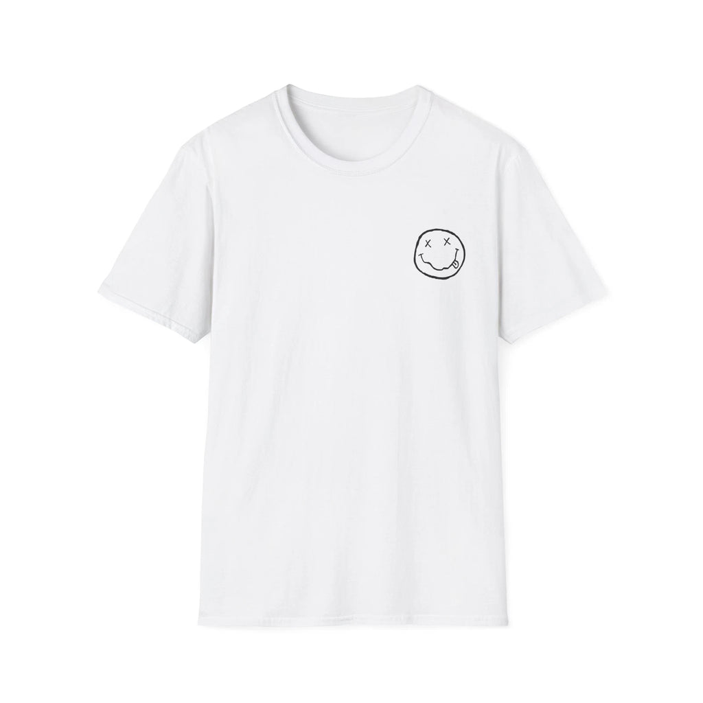 Happy Face T-Shirt White Funny Quotes Abstract Design Trendy Lifestyle Fashion