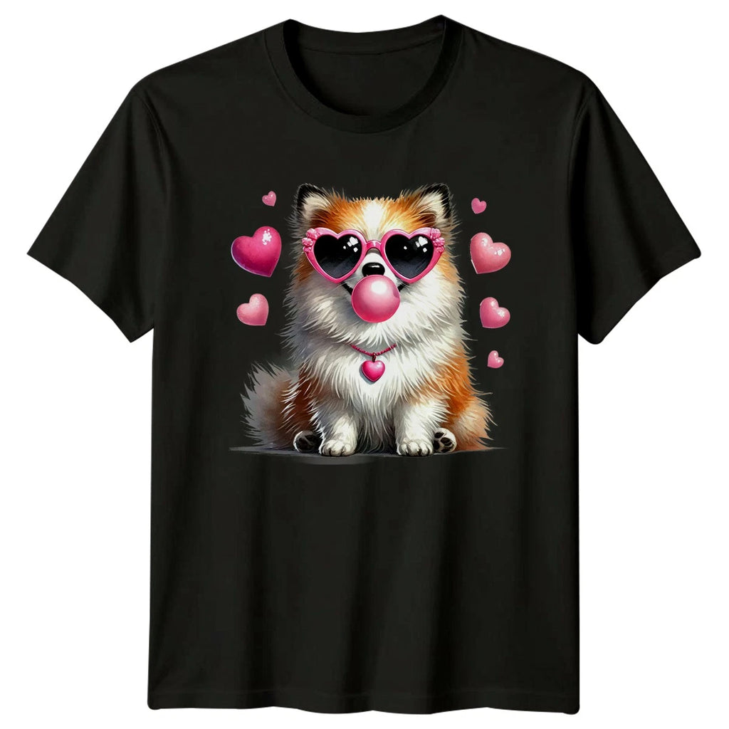 Cute Dog Bubblegum Hearts Animals Dogs Mens T-Shirt Womens Graphic Tee