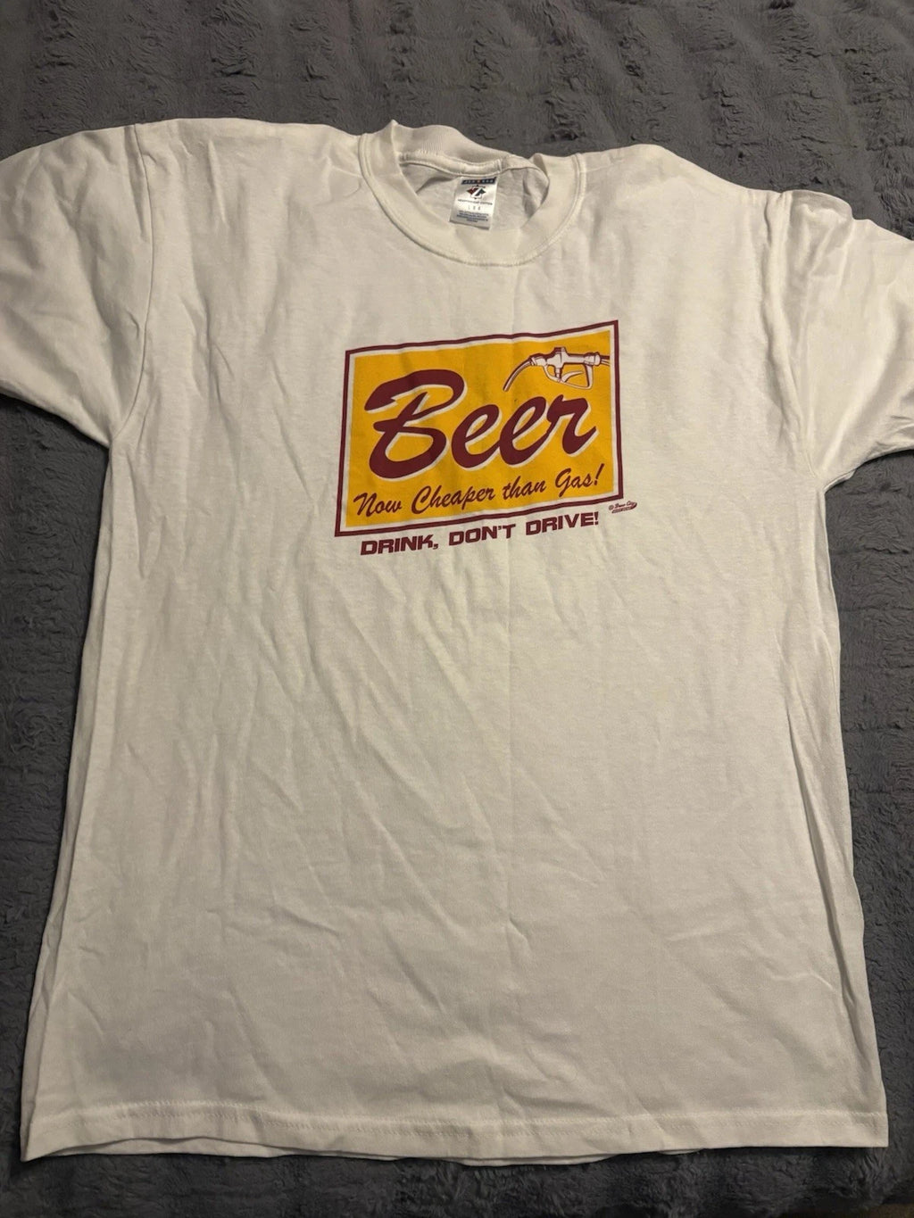 Vintage Beer Now Cheaper Than Gas Drink Don’t Drive Funny T Shirt Large Y2K