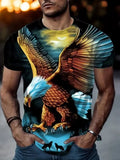 T Shirts Flying American Bald Eagle Graphic Brown Blue 3D Fashion Trendy Men Tee