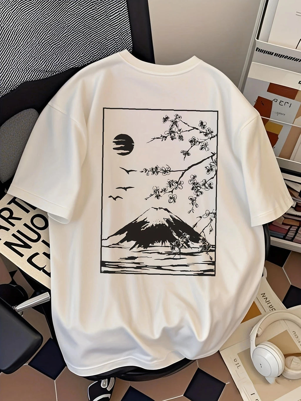 Mount Fuji Japanese Landscape Graphic T-Shirt Minimalist Tee