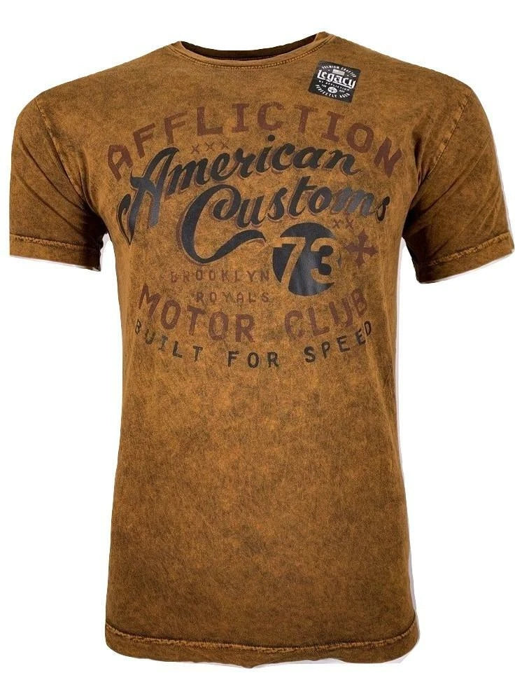 AFFLICTION Men's T-shirt BROOKLYN Copper/Black Biker Motorcycle Biker S-4XL