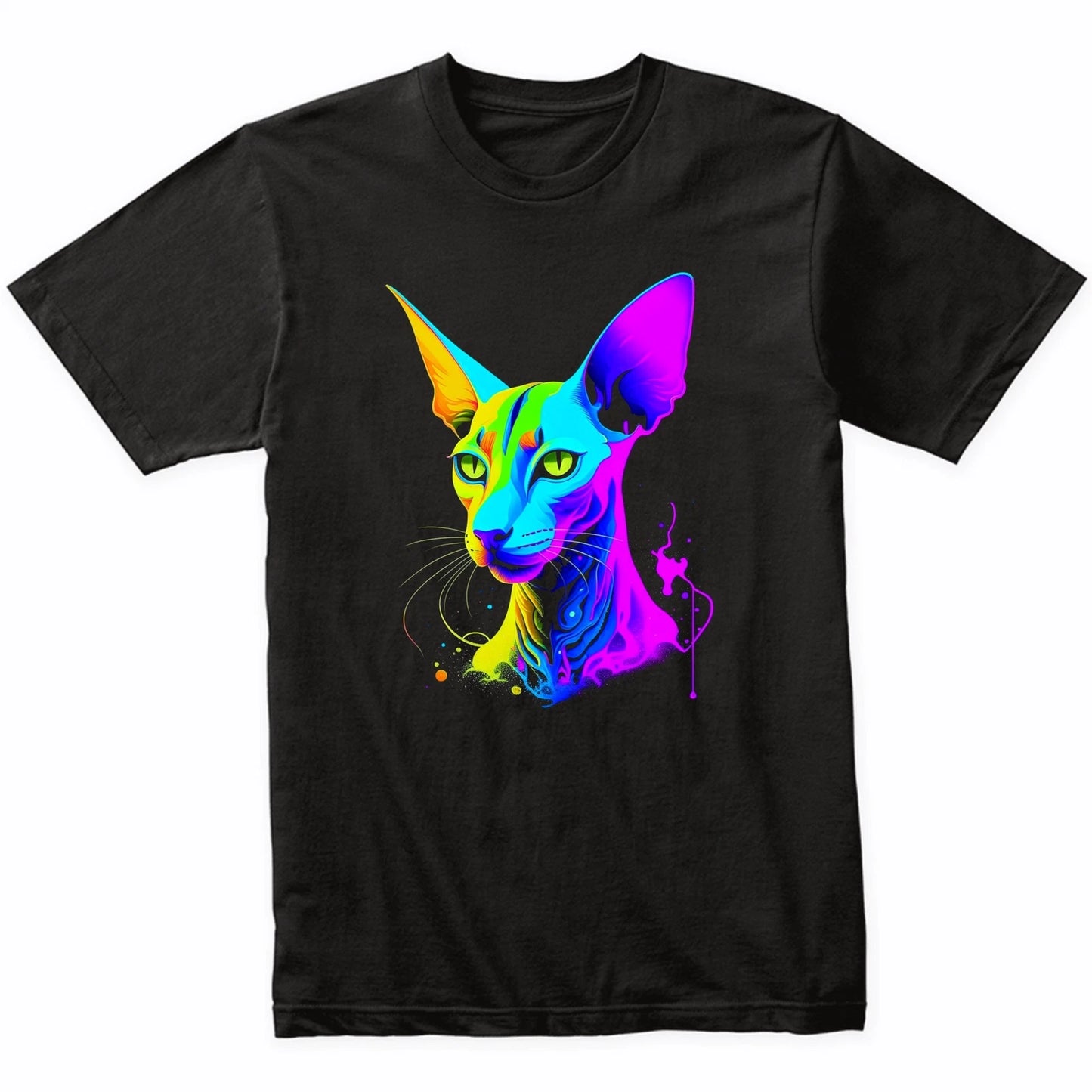 Oriental Shorthair Cat Psychedelic Cat Art T-Shirt Oriental Shorthair Owner Gift