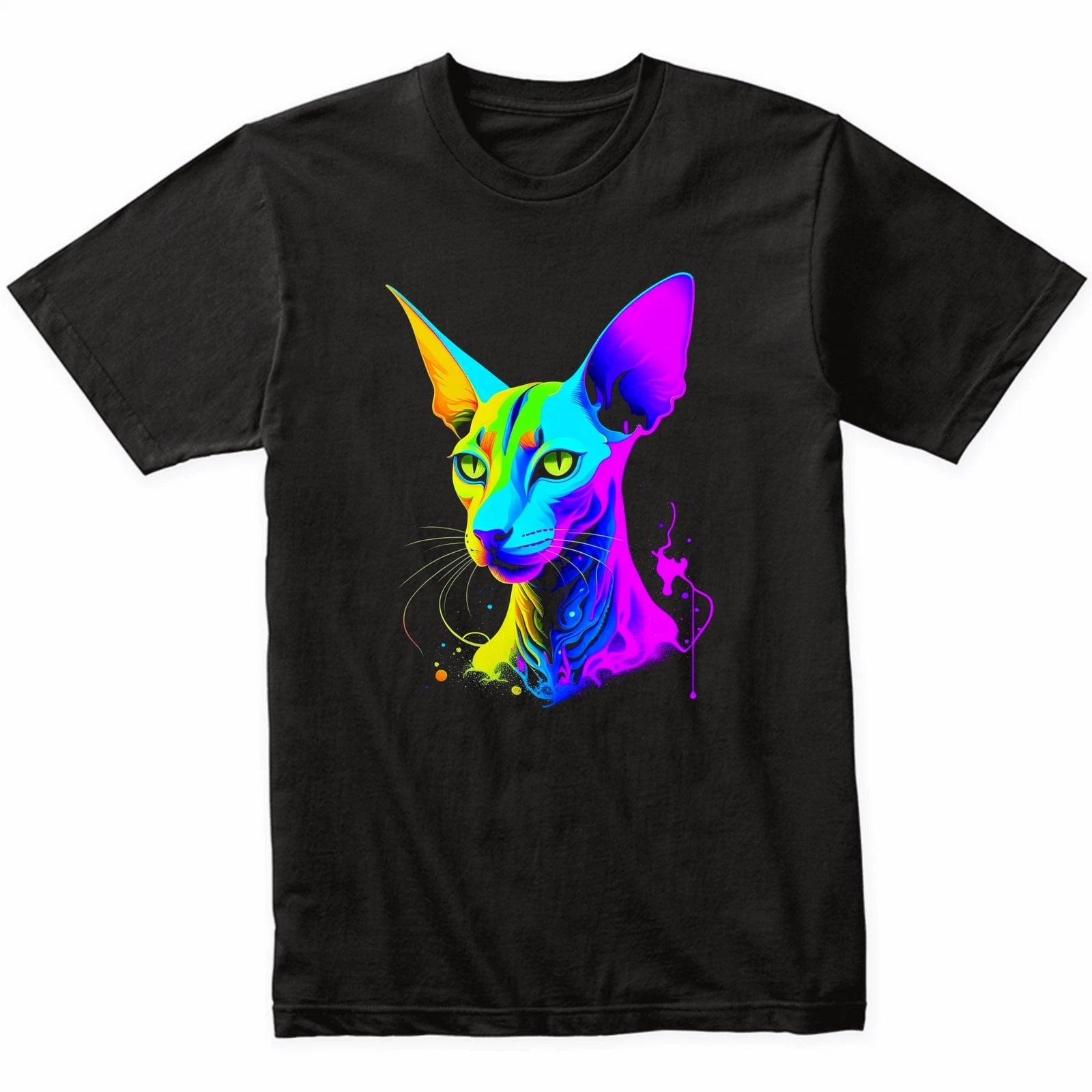 Oriental Shorthair Cat Psychedelic Cat Art T-Shirt Oriental Shorthair Owner Gift
