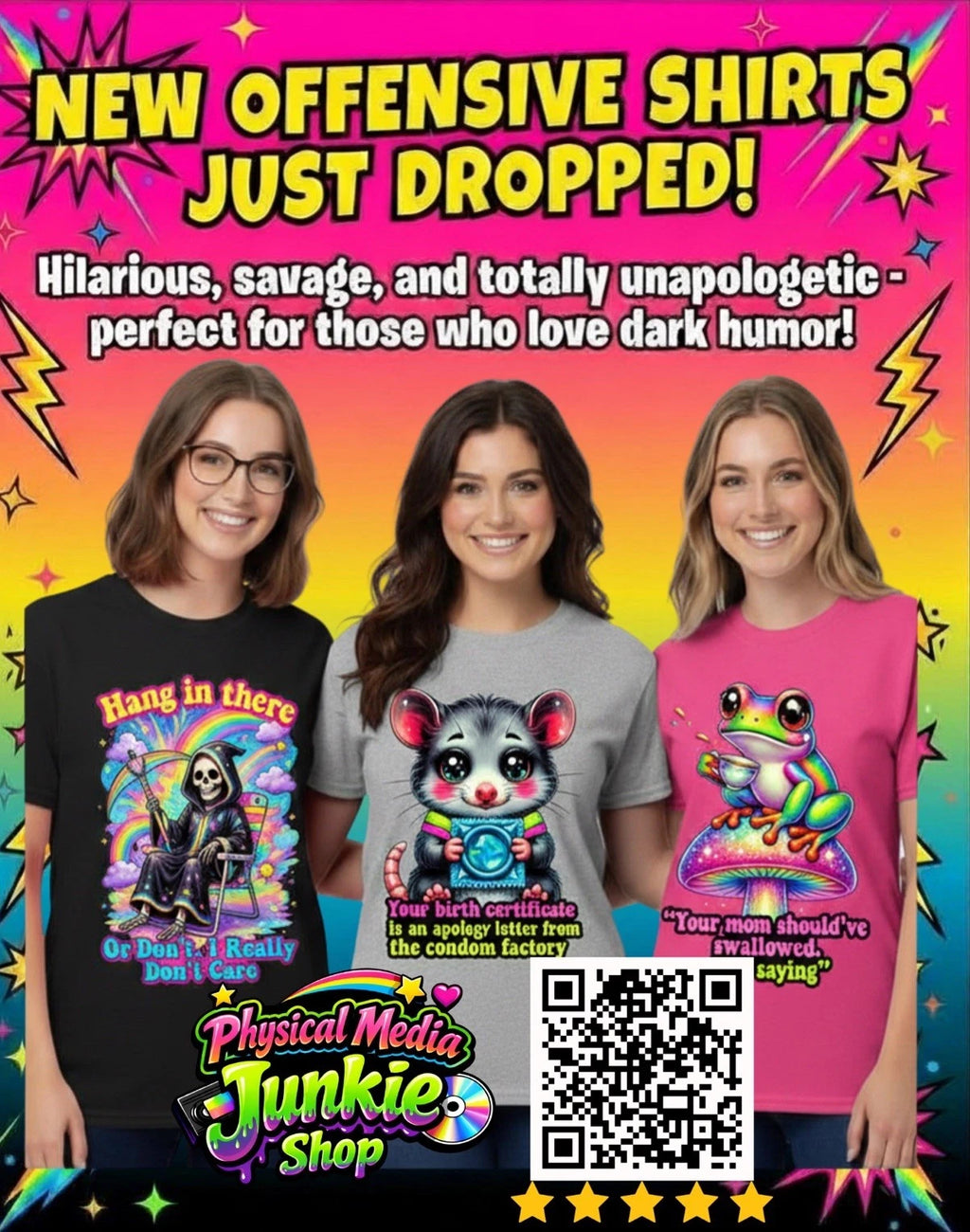 90's Aesthetic Unhinged Kitsch T-shirt Retro Neon Toxic Dark Humor Sarcastic