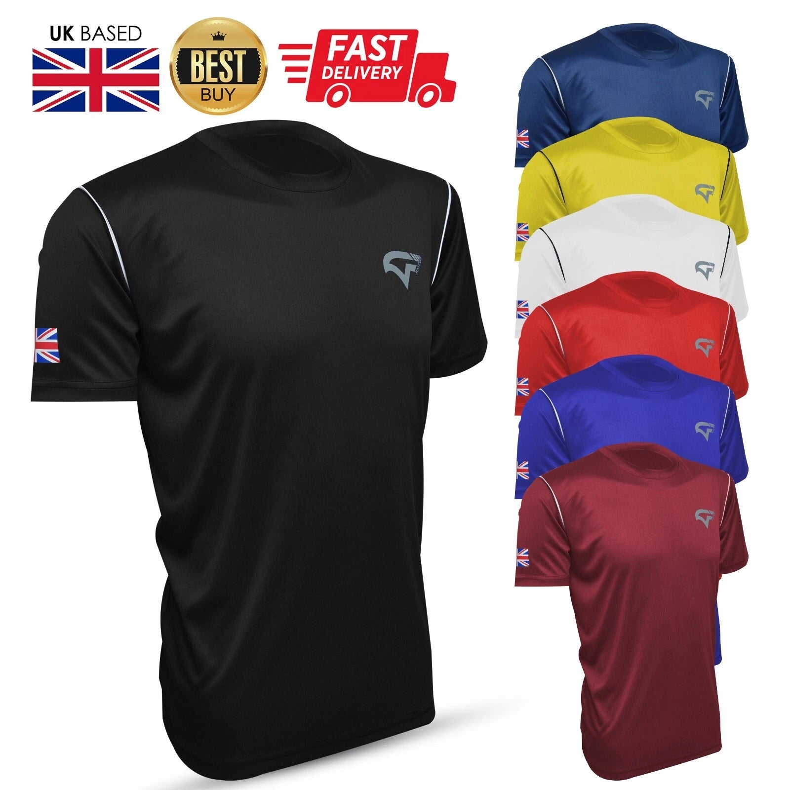 GetFit Sports T-Shirt Gym Running Jogging Football Training Breathable Quick Dry