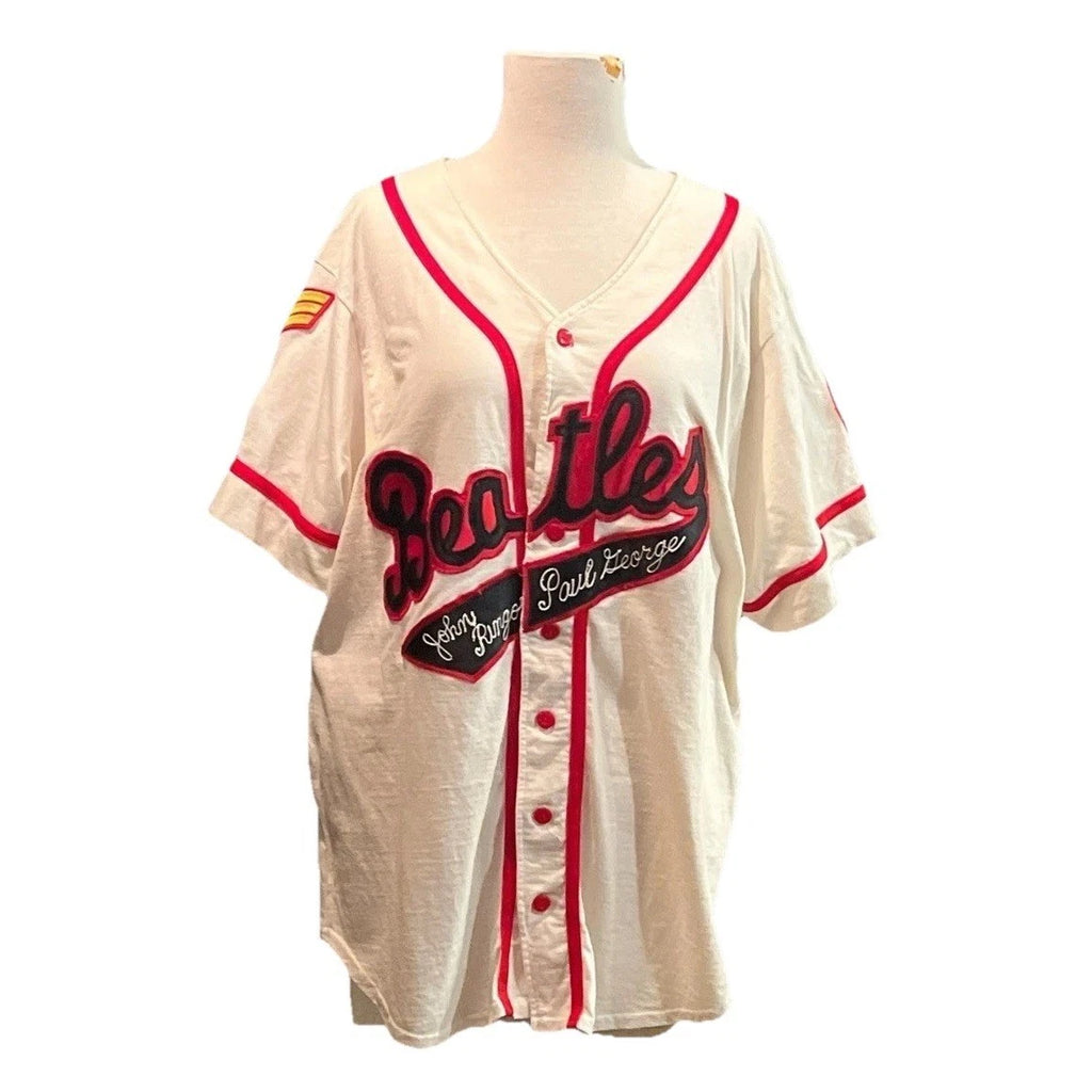 VTG 90s Beatles Sgt Pepper Fab 4 Baseball Jersey USA Made L Rare Rock