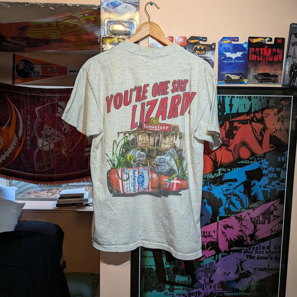 Vintage Budweiser Reprint Graphic T-Shirt Men's Your One Sick Lizard Beer Tee