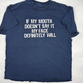 Attitude Quote Tee  Mens Shirt L Navy Cotton Crewneck Regular Fit Short Sleeves