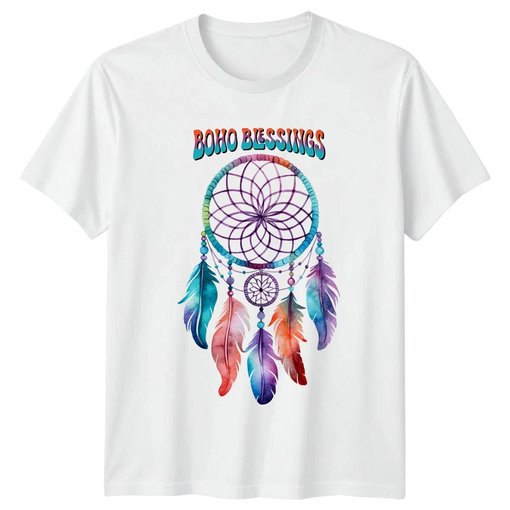 Boho Blessings Womens T-Shirt Dreamcatcher Hippie Halloween Gift For Her