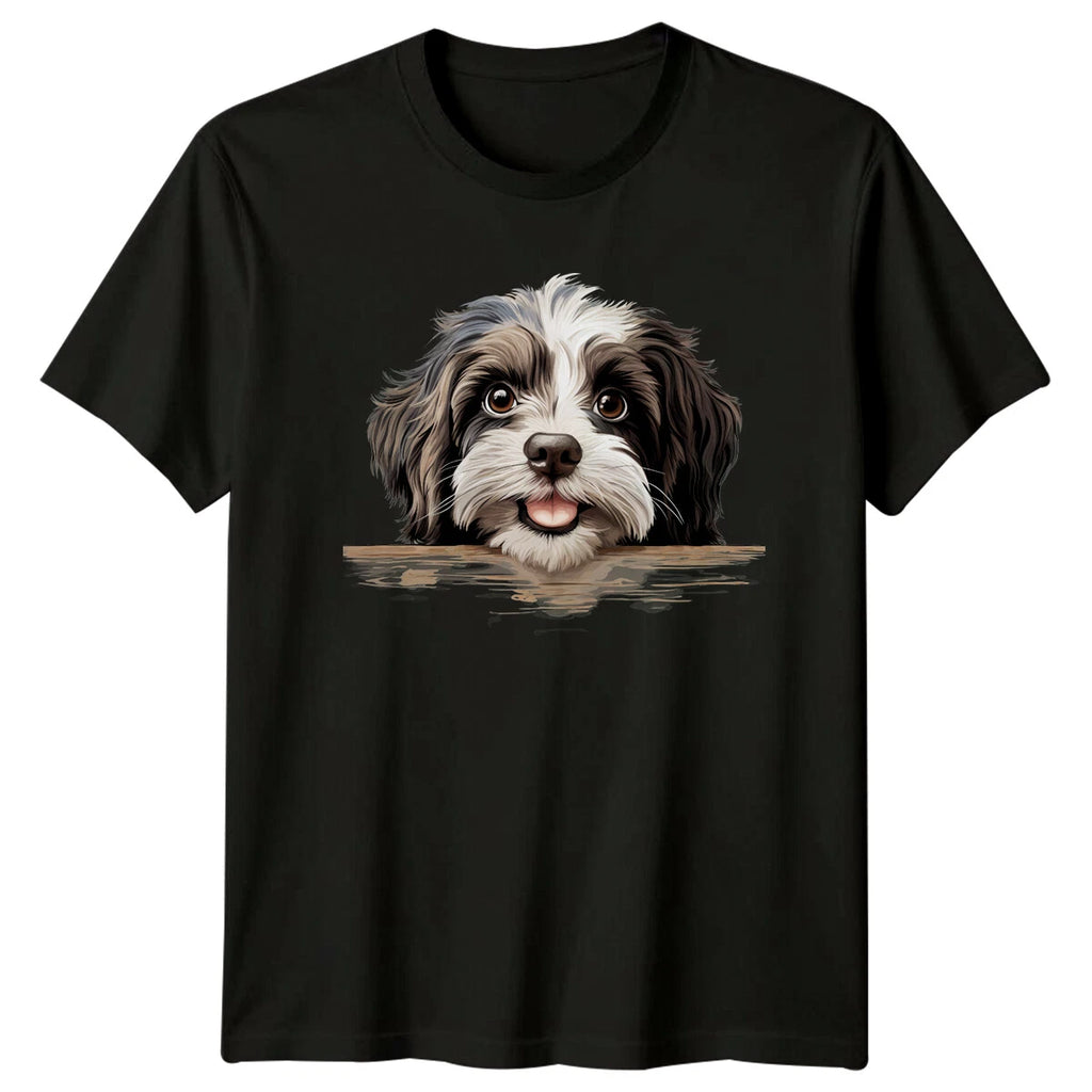 Cute Shih Tzu Dog Peekaboo T-Shirt Funny Puppy Pet Lover Tee