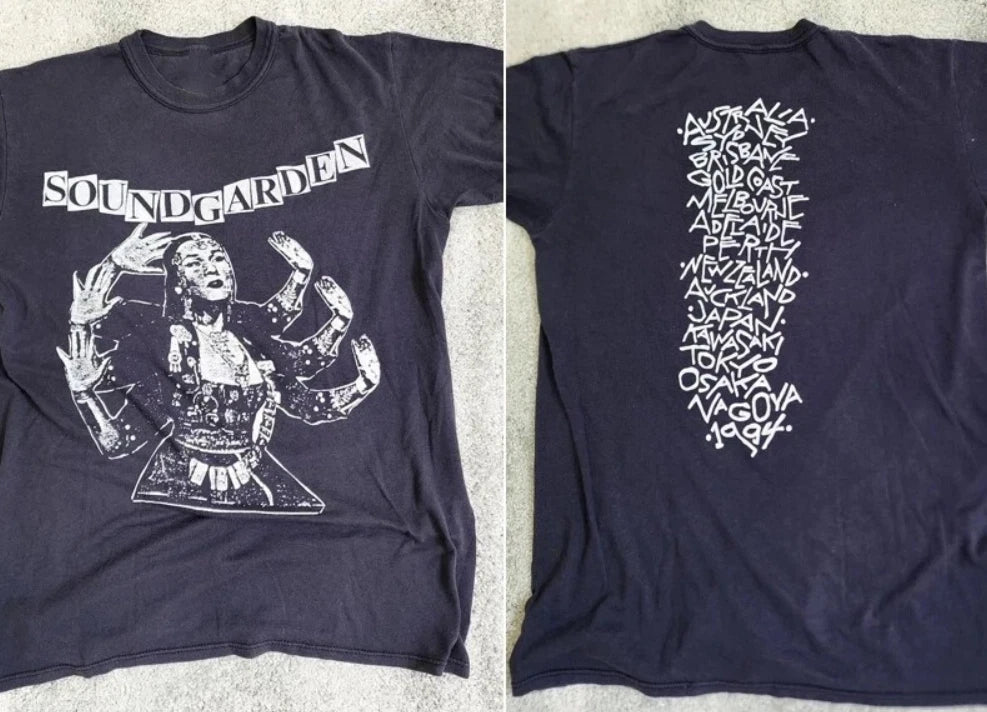 90s Soundgarden Tour T-Shirt 2 side basic black tee Unisex Graphic S-5XL
