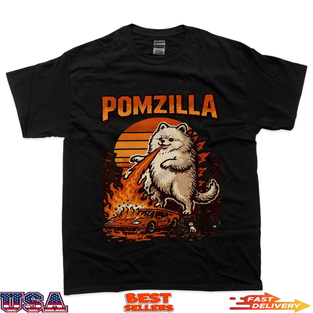Pomzilla Pomeranian Dog Vintage Monster Pom Dog Lover T-Shirt
