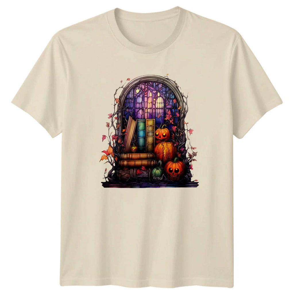 Stained Glass Books Halloween T-Shirt Gift For Him And Her