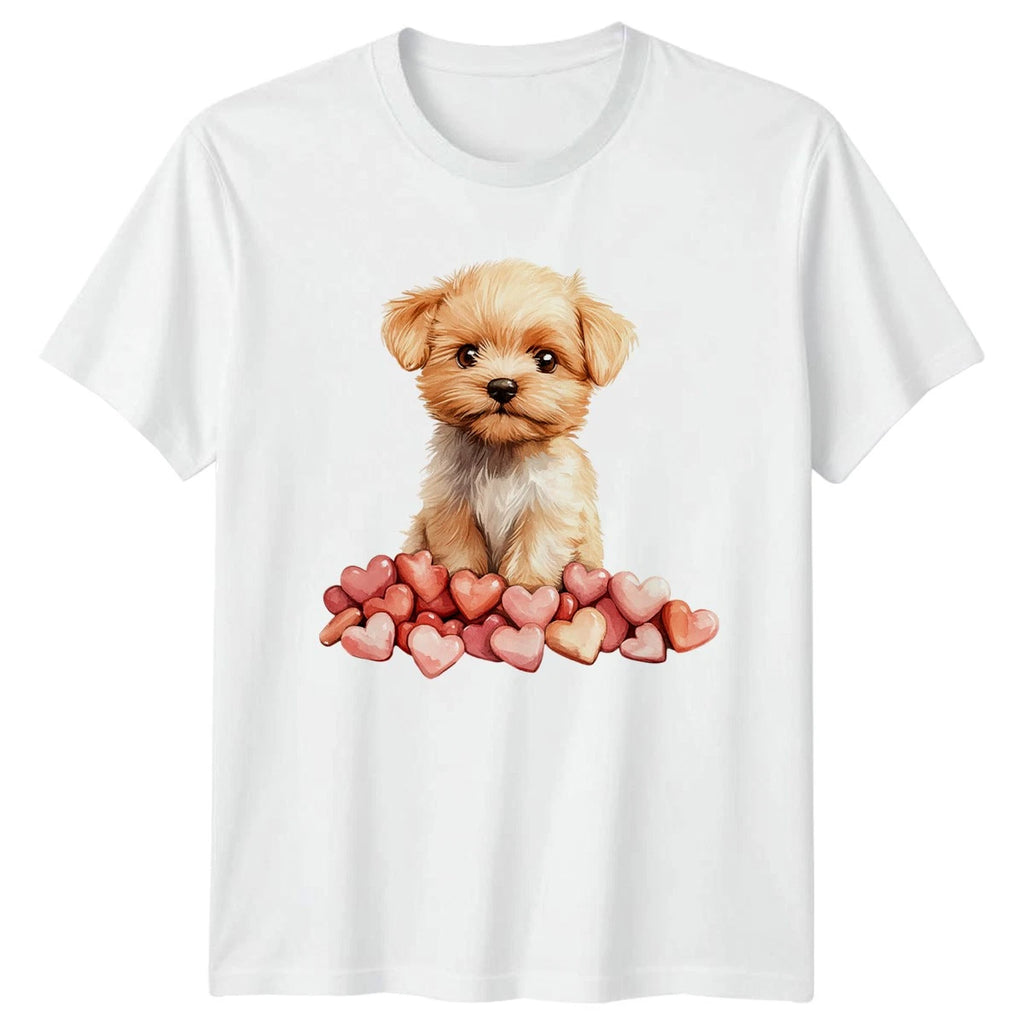 Yorkshire Terrier Puppy Hearts Mens T-Shirt Womens Tee Graphic Unisex Top