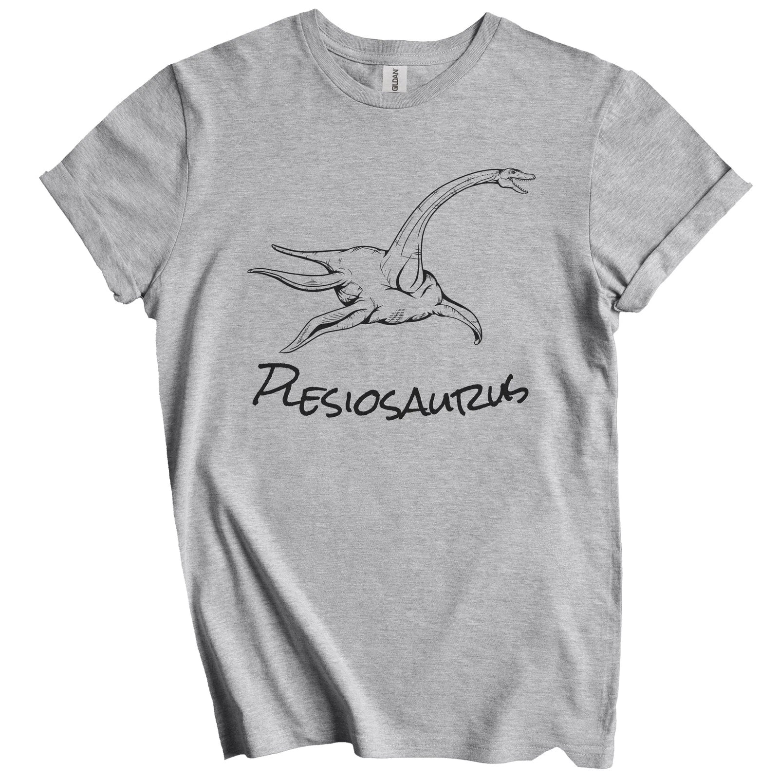 Plesiosaurus Sketch Cool Prehistoric Animal Dinosaur T-Shirt - Dinosaur Gift