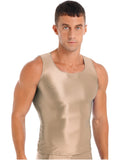 Mens Smooth Glossy Tank Top Vest Stretchy T-Shirts Fitness Training AU
