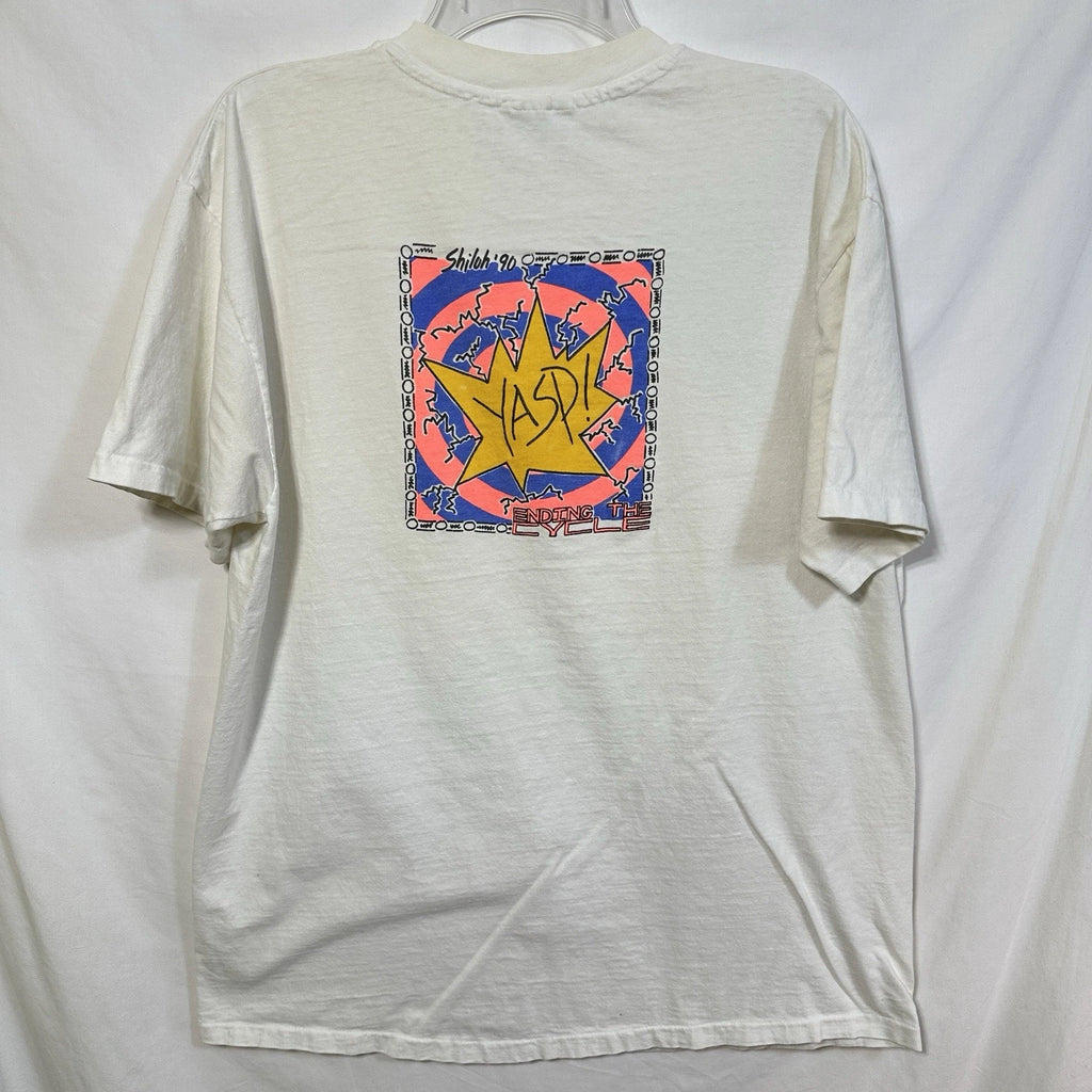 Vintage YASP! Ending the Cycle Shiloh '90 Church Camp Distressed Pocket T-Shirt