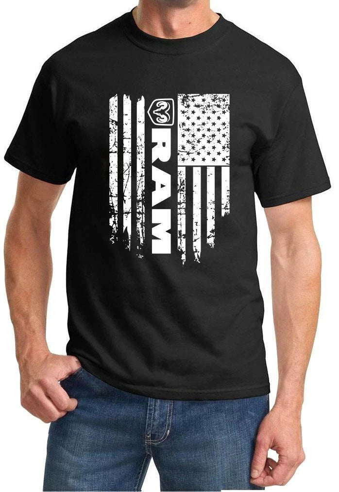 RAM Pickup Truck Patriotic Flag Design Tshirt NEW