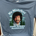 Bob Ross Happy Accidents T Shirt Men's 2XL Blue Distressed Graphic Tee NWT