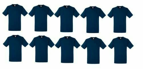 1 5 10 PACK NAVY Fruit of the Loom Heavy Cotton crew neck t shirt-mens tops Lot