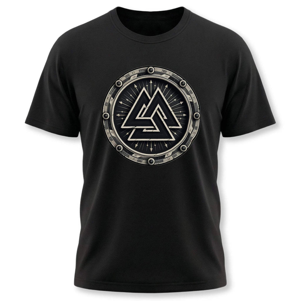 Asgard Symbol Viking T-Shirt | Symbolic Norse Valknut Shield Tee Shirt
